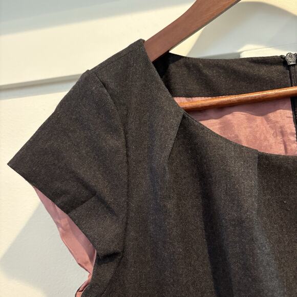 L.K. Bennet Dress Women Size 8 UK 12 Gray Sheath Wool Blend Cap Sleeve Elegant - Picture 5 of 12